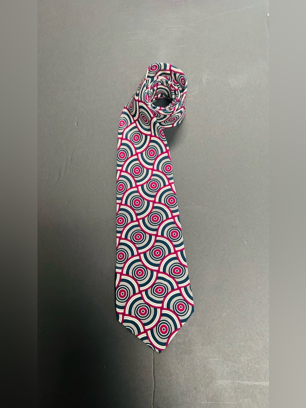 Polo Ralph Lauren/Nordstrom 100% Silk Swirl Pattern In Grey Blue Magenta Tie